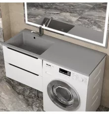 Раковина над стиральной машиной Uperwood Cosmos 120 см, левая, серый шелк
