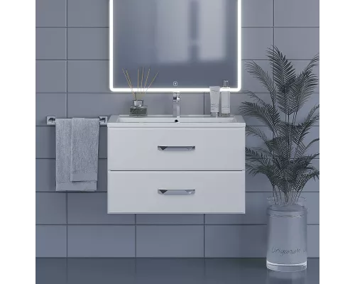 Купить Тумба с раковиной для ванной Uperwood Foster (80 см, подвесная, белая) в магазине сантехники Santeh-Crystal.ru