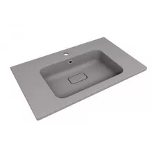 Раковина кварцевая для ванной Uperwood Lagoon Quartz (80 см, прямоугольная, серая матовая, серый шелк)