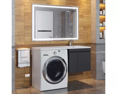 Тумба с раковиной под стиральную машину Uperwood Magenta (60/120 см, подвесная, черная, с дверцами, правая)