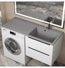 Раковина над стиральной машиной Uperwood Cosmos 120 см, правая, серый шелк