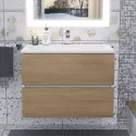 Тумба под раковину для ванной Uperwood Barsa (70 см, подвесная, белая/дуб сонома)