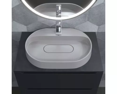 Раковина накладная кварцевая Uperwood Tanos Quartz 55х40х10 см, овальная, белая матовая, жасмин