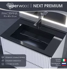 Раковина для ванной Uperwood Next Premium 70х45х13 см, черная глянцевая