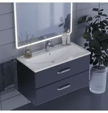 Тумба с раковиной для ванной Uperwood Foster (90 см, подвесная, черная)