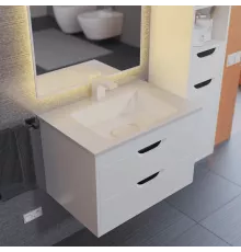 Тумба под раковину для ванной Uperwood Modul (65 см, подвесная, матовая, белая/графит)