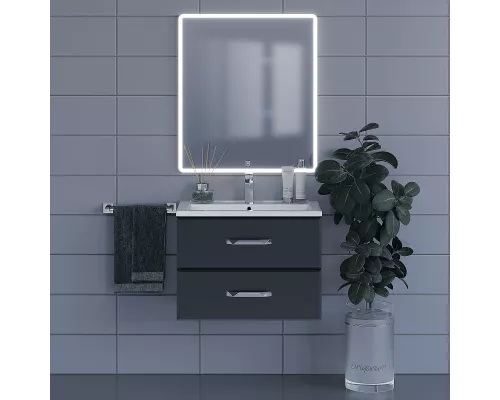 Приобрести Тумба под раковину для ванной комнаты Uperwood Foster (70 см, подвесная, черная) в магазине сантехники Santeh-Crystal.ru