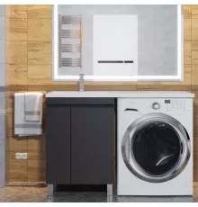 Тумба под стиральную машину Uperwood Magenta (60 см, напольная, черная, с дверцами)