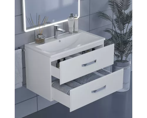 Купить Тумба с раковиной для ванной Uperwood Foster (80 см, подвесная, белая) в магазине сантехники Santeh-Crystal.ru
