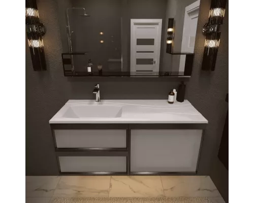 Купить Раковина для ванной над стиральной машиной Uperwood Bon (120 см, левая, с кронштейнами) в магазине сантехники Santeh-Crystal.ru