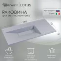 Раковина для ванной кварцевая Uperwood Lotus Quartz 100х50х13 см, белая матовая, жасмин
