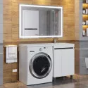 Тумба с раковиной под стиральную машину Uperwood Magenta (60/120 см, напольная, белая/графит, с дверцами, правая)