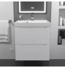 Тумба с раковиной для ванной Uperwood Tanos (50 см, подвесная, матовая, белая)