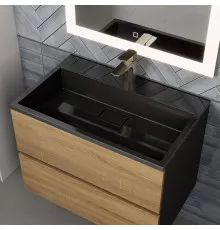 Раковина для ванной полувстраиваемая Uperwood Barsa, 70 см, черная глянцевая