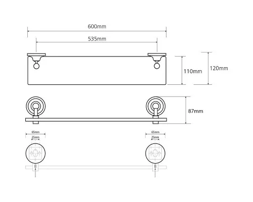 Заказать Стеклянная полка Bemeta Retro Gold and Сhrom 144202248 Золото Хром в магазине сантехники Santeh-Crystal.ru