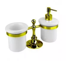 Стакан и дозатор для жидкого мыла Cezares OLIMP-TDT-03/24-M Золото Белый