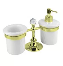 Стакан и дозатор для жидкого мыла Cezares OLIMP-TDT-03/24-Sw Золото Белый