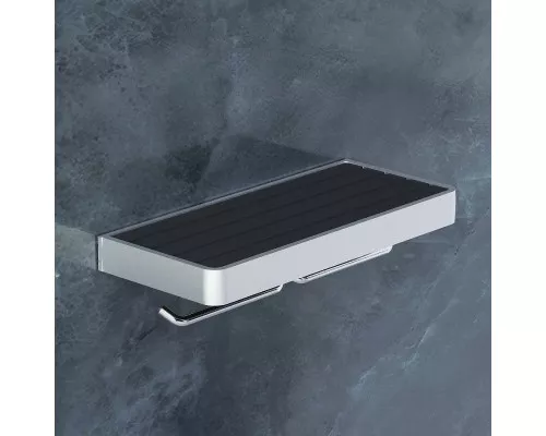 Купить Держатель туалетной бумаги Damixa Jupiter DA77341900 двойной с полкой Черный Хром в магазине сантехники Santeh-Crystal.ru