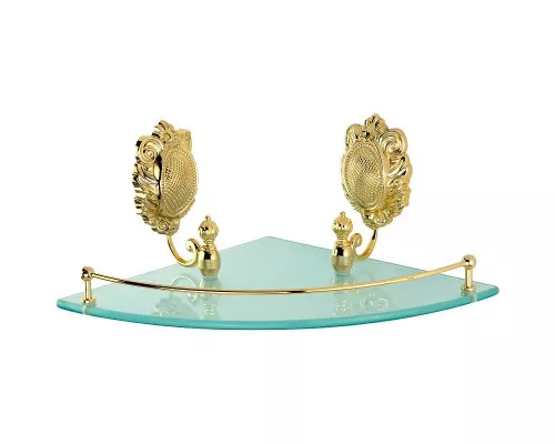 Приобрести Стеклянная полка Migliore Cleopatra 16694 угловая Золото в магазине сантехники Santeh-Crystal.ru