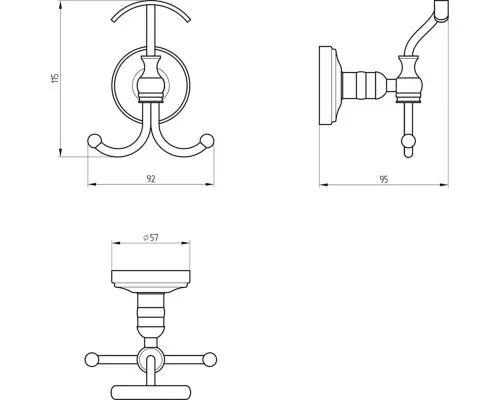 Купить Тройной крючок Migliore Mirella 17283 Хром Золото в магазине сантехники Santeh-Crystal.ru