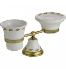 Стакан для зубных щеток с мыльницей Migliore Provance 17642 Бронза Белый