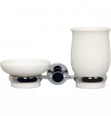 Стакан для зубных щеток с мыльницей WasserKRAFT K-24226 Хром Белый