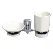 Стакан для зубных щеток с мыльницей WasserKRAFT K-28126 Хром Белый
