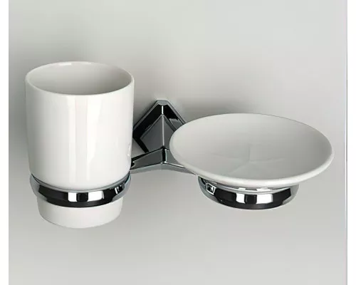 Приобрести Стакан для зубных щеток с мыльницей WasserKRAFT Aller K-1126C Хром в магазине сантехники Santeh-Crystal.ru