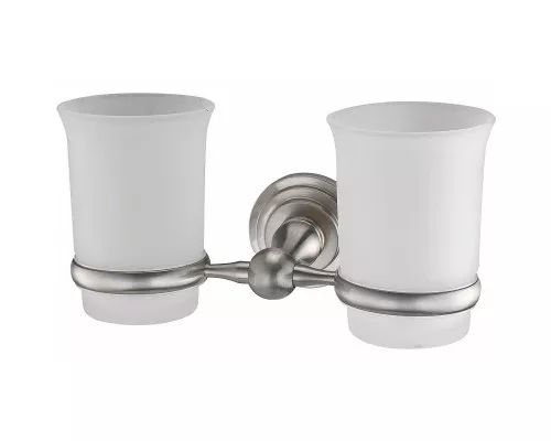 Приобрести Стакан для зубных щеток WasserKRAFT Ammer K-7028D двойной Хром матовый в магазине сантехники Santeh-Crystal.ru