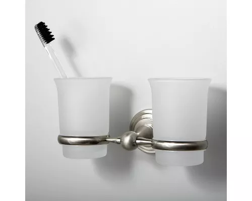 Приобрести Стакан для зубных щеток WasserKRAFT Ammer K-7028D двойной Хром матовый в магазине сантехники Santeh-Crystal.ru