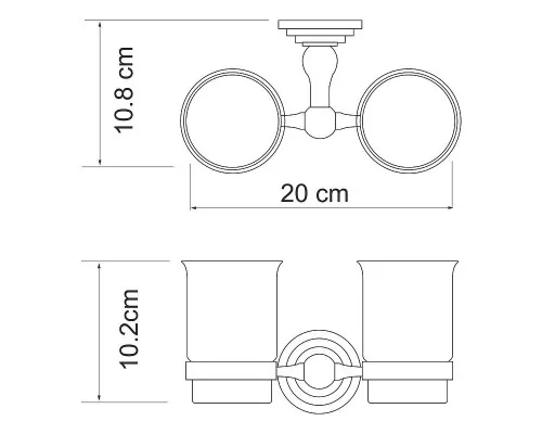 Приобрести Стакан для зубных щеток WasserKRAFT Ammer K-7028D двойной Хром матовый в магазине сантехники Santeh-Crystal.ru
