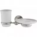 Стакан для зубных щеток с мыльницей WasserKRAFT Ammer K-7026 Хром матовый Стакан для зубных щеток с мыльницей WasserKRAFT Ammer K-7026 Хром матовый