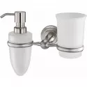 Дозатор для жидкого мыла WasserKRAFT Ammer K-7089 со стаканом для зубных щеток Хром матовый Дозатор для жидкого мыла WasserKRAFT Ammer K-7089 со стаканом для зубных щеток Хром матовый