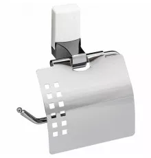 Держатель туалетной бумаги WasserKRAFT Leine K-5025W с крышкой Хром Белый