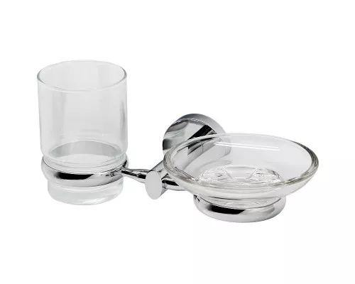 Купить Стакан для зубных щеток с мыльницей WasserKRAFT Rhein K-6226 Хром в магазине сантехники Santeh-Crystal.ru