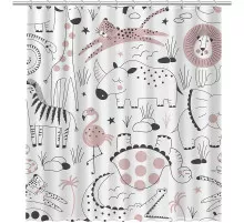 Шторка для ванны Fixsen Design Africa FX-2510 180х200 Белая с животными