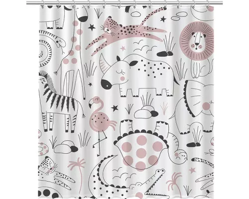 Приобрести Шторка для ванны Fixsen Design Africa FX-2510 180х200 Белая с животными в магазине сантехники Santeh-Crystal.ru