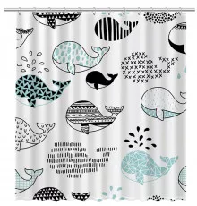 Шторка для ванны Fixsen Design Flux FX-2511 180х200 Белая с китами