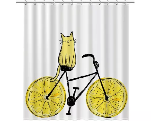 Приобрести Шторка для ванны Fixsen Design Cat FX-2515 180х200 Белая Желтая в магазине сантехники Santeh-Crystal.ru