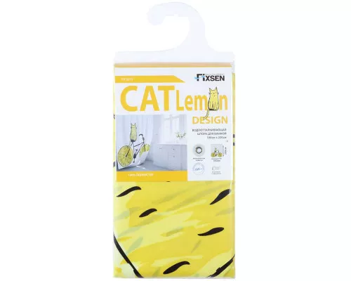Приобрести Шторка для ванны Fixsen Design Cat FX-2515 180х200 Белая Желтая в магазине сантехники Santeh-Crystal.ru