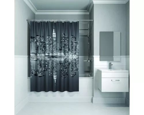 Приобрести Штора для ванны Iddis Basic B04P118i11 1800x1800 Чб в магазине сантехники Santeh-Crystal.ru