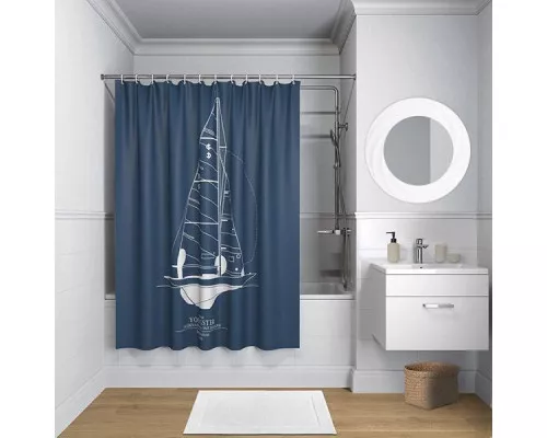 Приобрести Штора для ванны Iddis Basic B32P218i11 200x180 Синяя в магазине сантехники Santeh-Crystal.ru