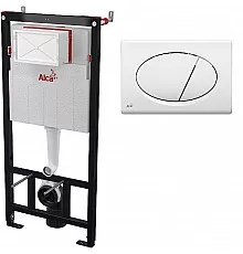 Инсталляция Alcaplast Sadromodul AM101/1120-3:1 RU M70-0001 для унитаза с Белой клавишей смыва