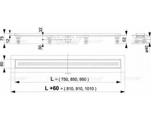 Приобрести Душевой лоток Alcaplast Simple AG100201850 (APZ9-850M) с решеткой Хром в магазине сантехники Santeh-Crystal.ru