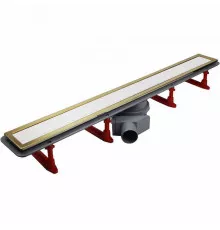 Душевой лоток Pestan Confluo Premium Line 750 White Glass Gold 13100123 с решеткой Белый глянцевый Золото глянцевое