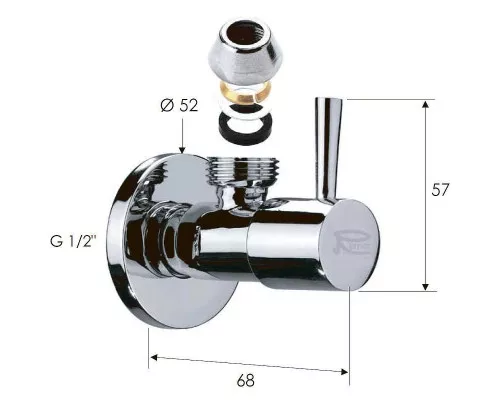 Заказать Запорный вентиль Remer 128L1210 Хром в магазине сантехники Santeh-Crystal.ru