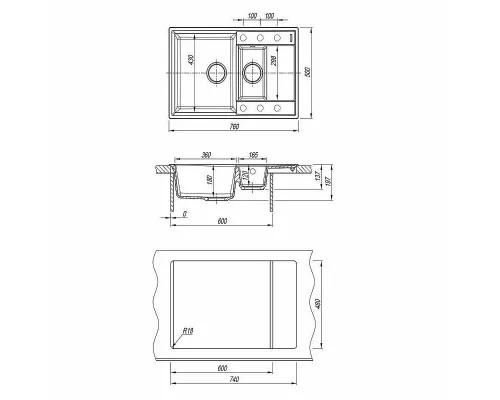 Заказать Кухонная мойка Lemark Ramza 760 9910037 Антрацит в магазине сантехники Santeh-Crystal.ru