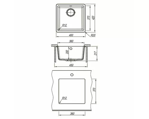 Заказать Кухонная мойка Lemark Sinara 400-U 9910061 Антрацит в магазине сантехники Santeh-Crystal.ru