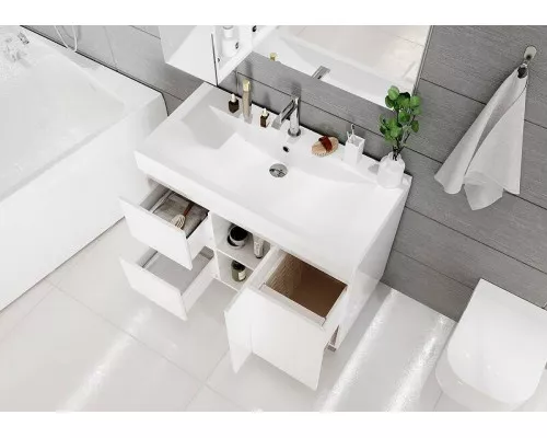 Заказать Тумба под раковину 1MarKa Cube 100Н У79527 Белый глянец в магазине сантехники Santeh-Crystal.ru