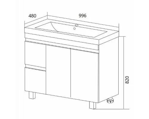 Заказать Тумба под раковину 1MarKa Cube 100Н У79527 Белый глянец в магазине сантехники Santeh-Crystal.ru